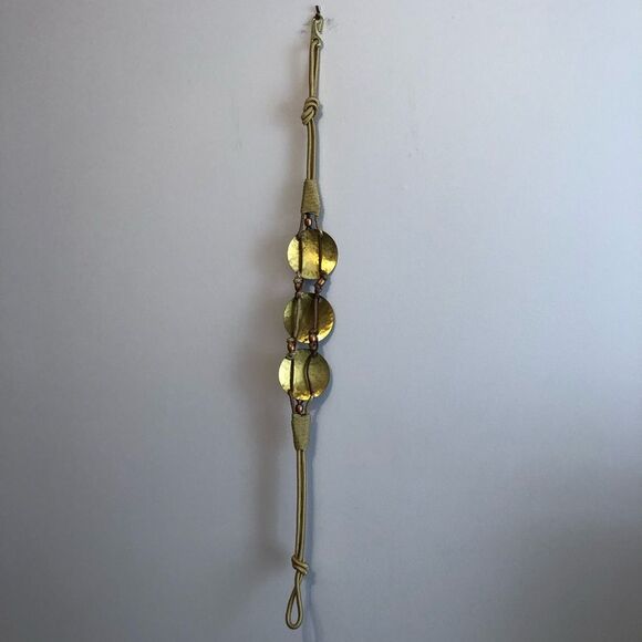 VINTAGE Hammered Brass Circle Knot Rope Belt Gold Statement Waist Hip Boho Gypsy main image 12